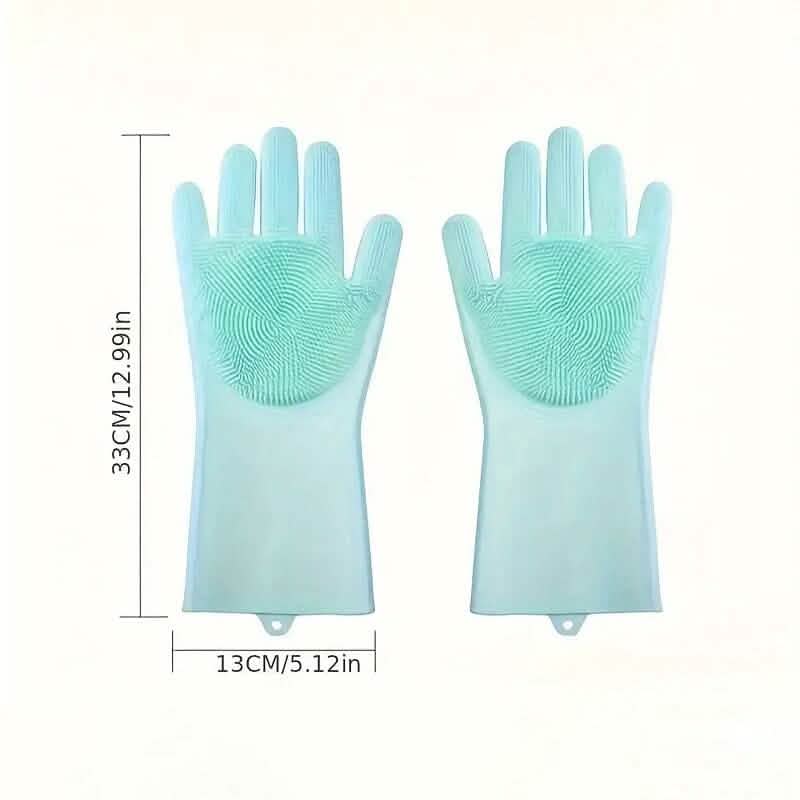 2-Pieces: 2-in-1 Pet Dog Bath Gloves with Silicone Brush